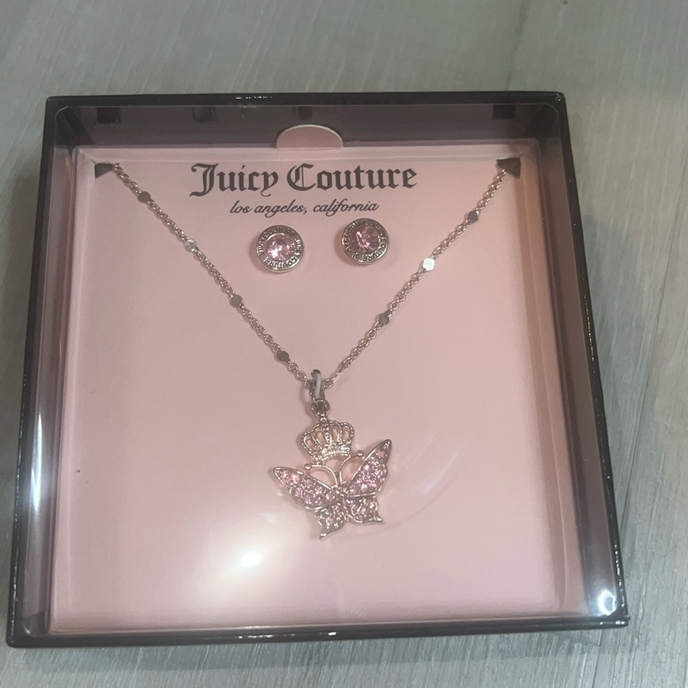 Juicy couture butterfly necklace and earring